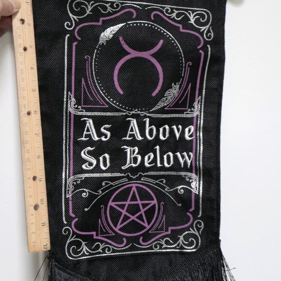 Spirit Halloween Decor Sign Embroidered Tapestry “As Above So Below “ Goth - Picture 3 of 6